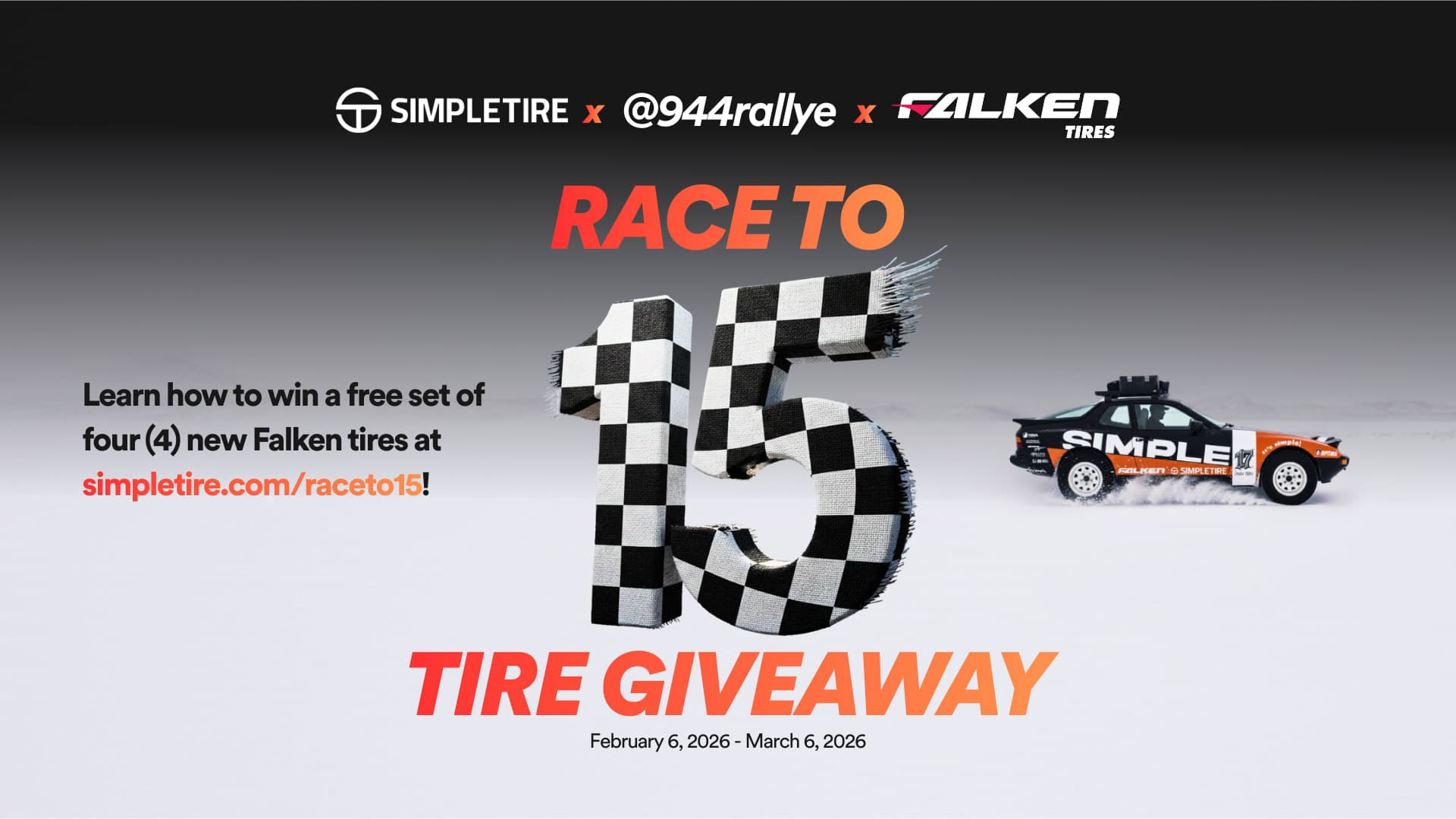 Learn more about SimpleTire's Race to 15 Tire Giveaway!