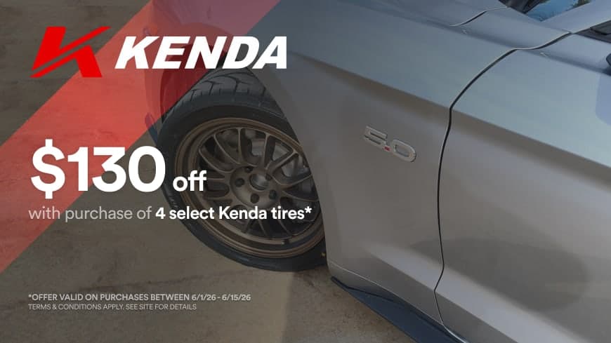 $130 Off with purchase of 4 select Kenda tires