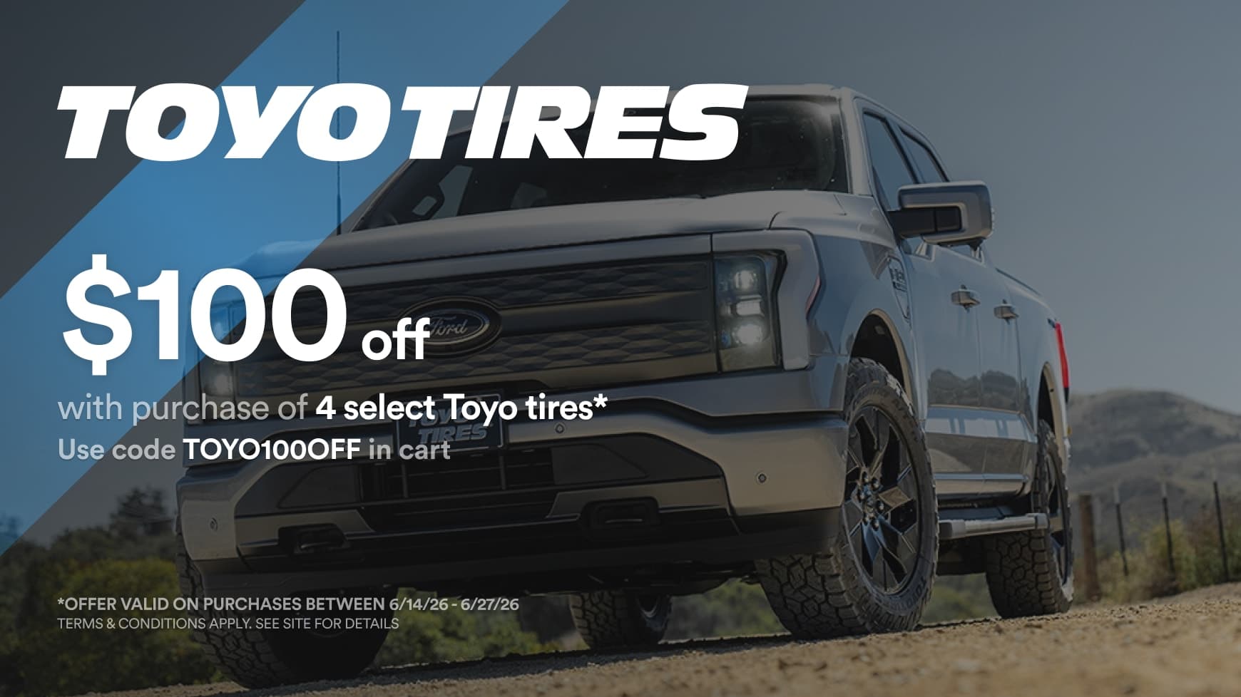 Toyo Tires deal: Get up to $100 off instantly on select Toyo Tires when you buy four or more.
