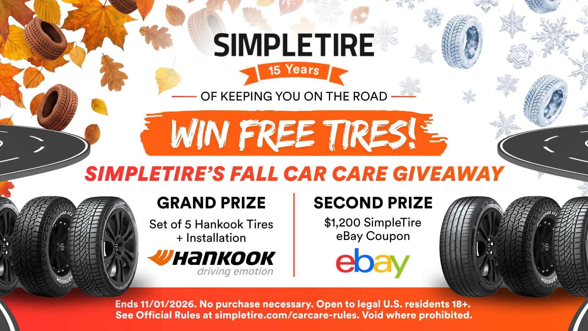 Win Free Tires as part of SimpleTire's Fall Car Care Giveaway