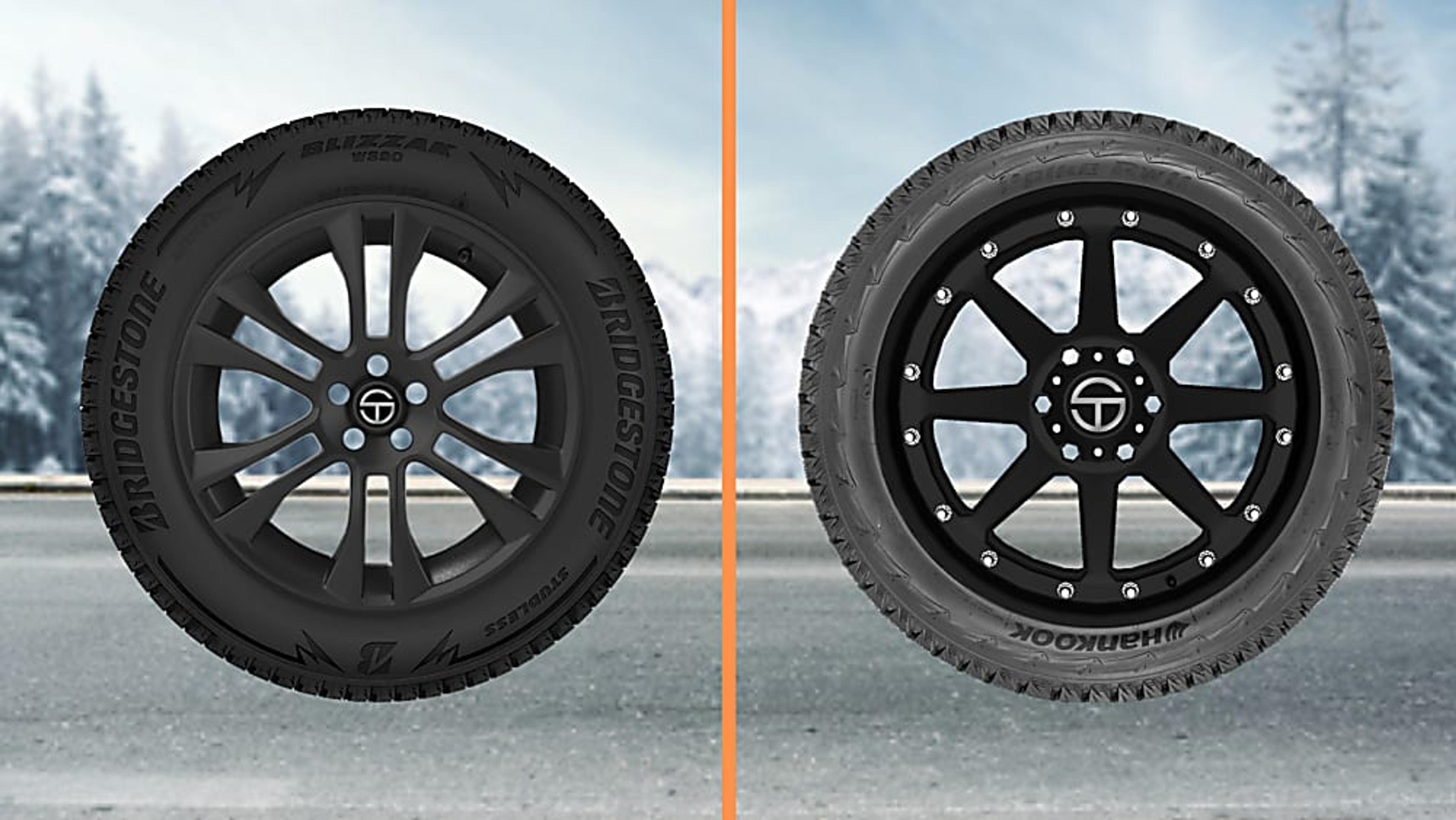 SimpleTire compares the Bridgestone Blizzak WS90 tire and the Hankook i*Pike RW11 tire.